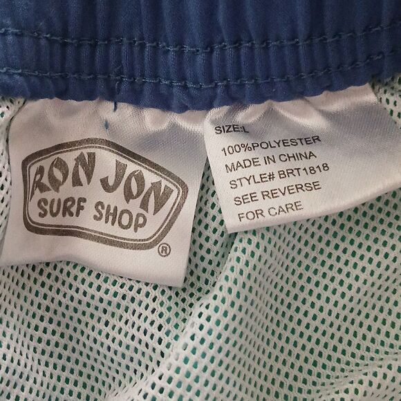 Ron Jon Surf Shop swim trunks blue and green trunks  Sz L NWOT - Picture 6 of 6